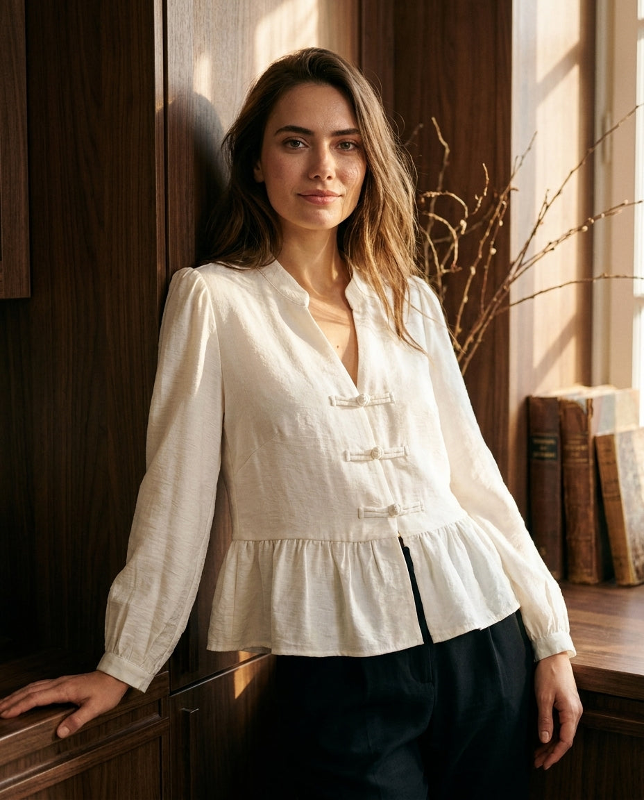 BLOUSE EMILIE BEIGE - YCOO Top