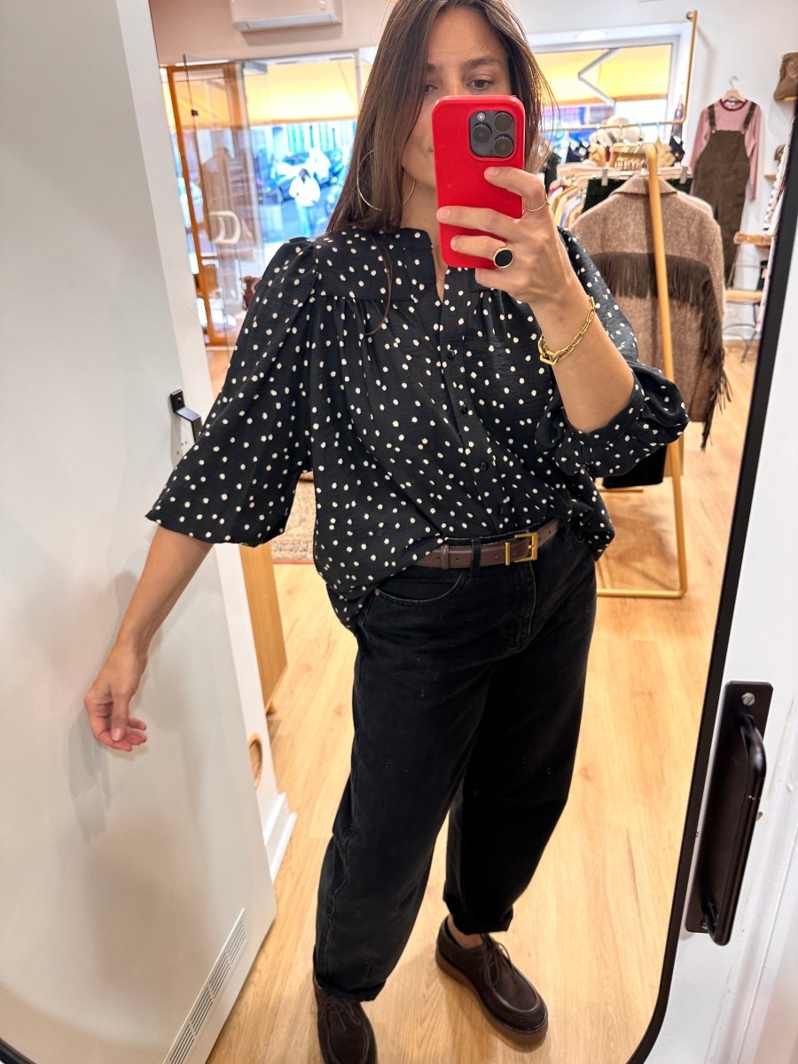 Blouse Louise NOIR POIS - RUE DES ABBESSES Top