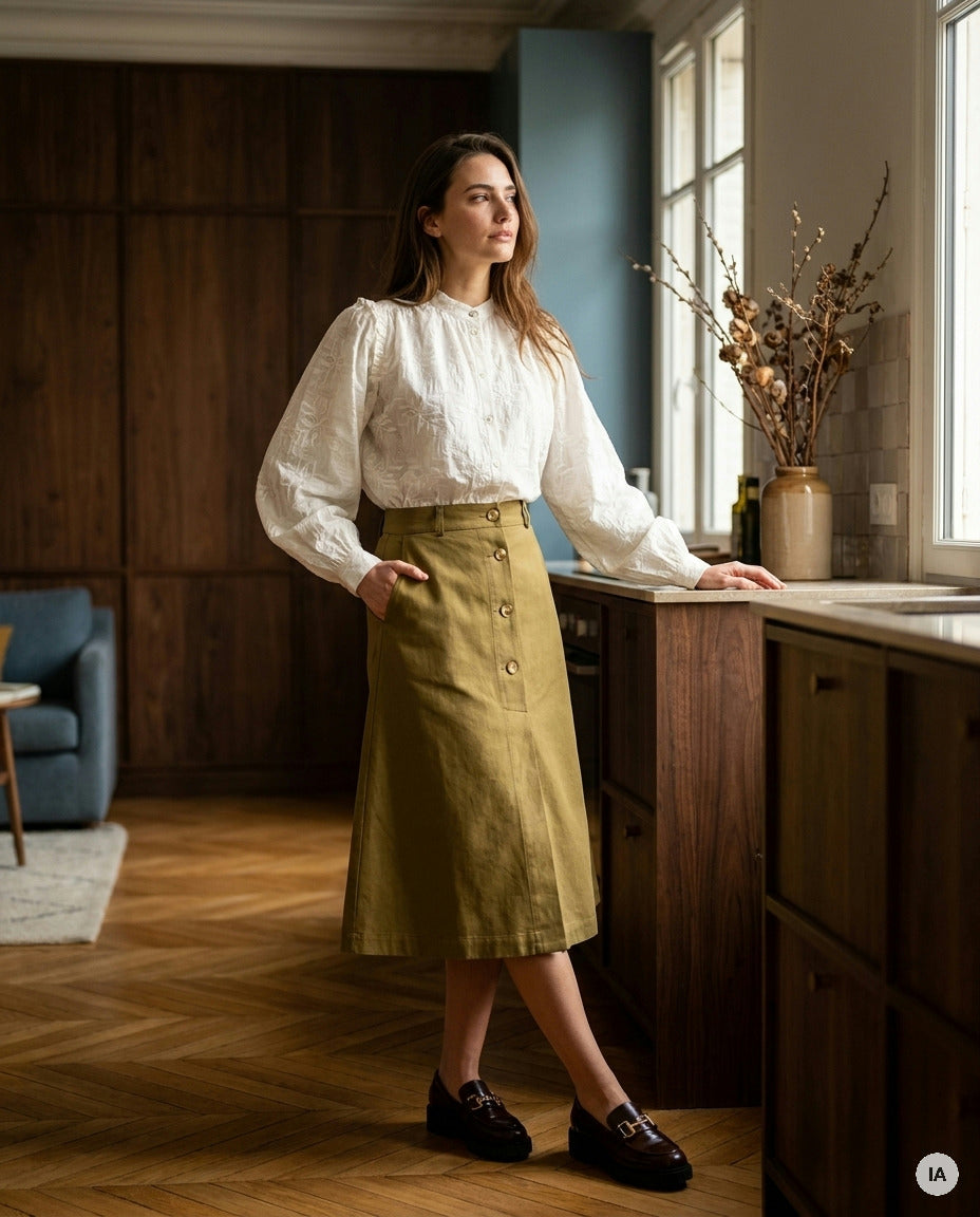 BLOUSE MUSE ECRU - MINUIT DOUZE TOP — Image générée par IA