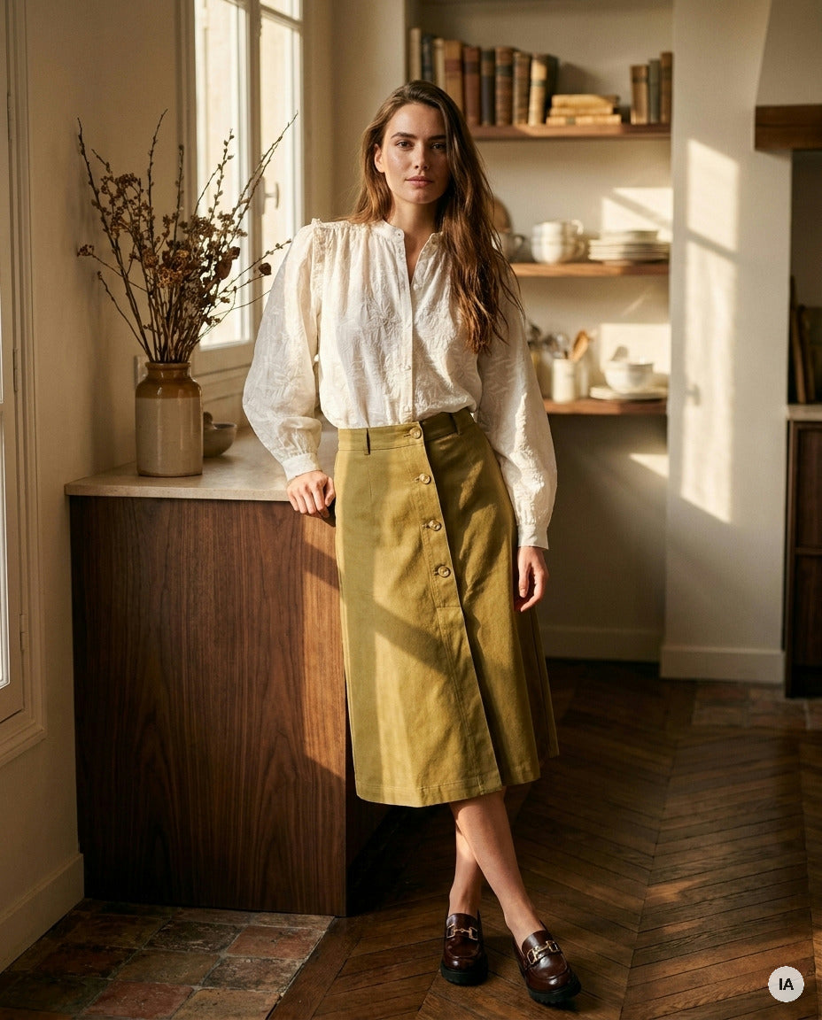 BLOUSE MUSE ECRU - MINUIT DOUZE TOP — Image générée par IA