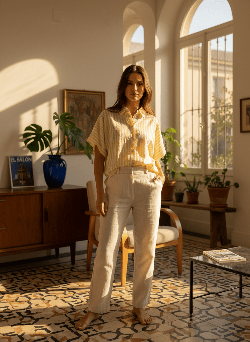 Chemise Caraïbes RAYURES JAUNES - LAUREPLUSMAX Chemise