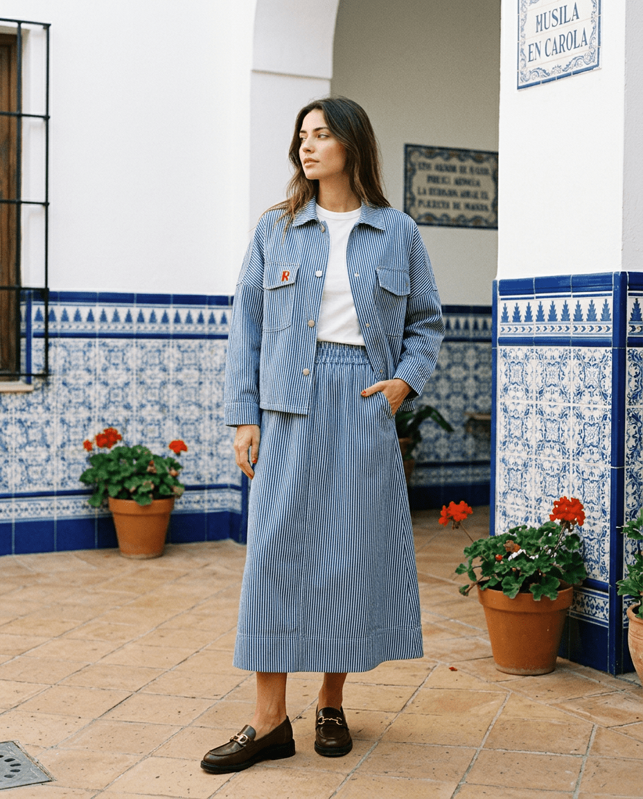 JUPE ROXY RAYURE BLEUE - RUE MAZARINE JUPE