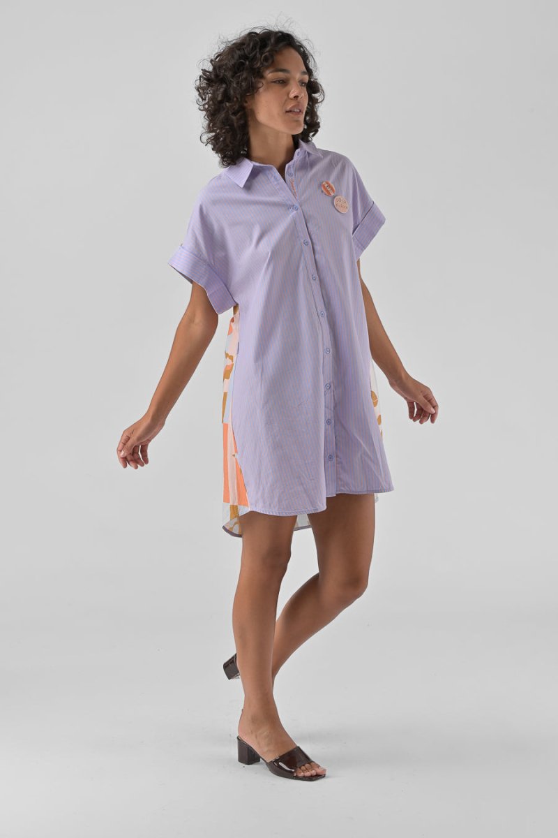 ROBE ANYA RAYURE BLEUE - ORFEO Robe