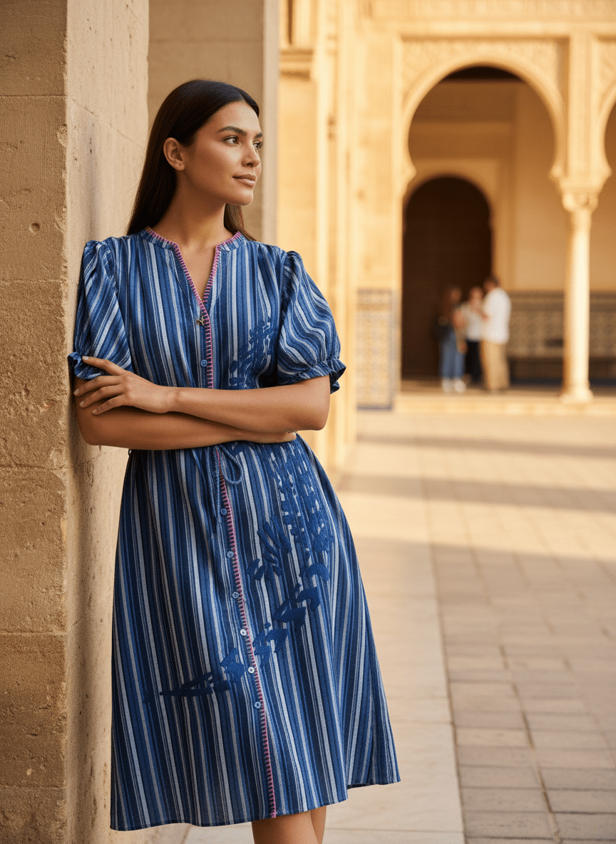 ROBE MAE RAYURES BLEUES - CASBAH LOVE Robe
