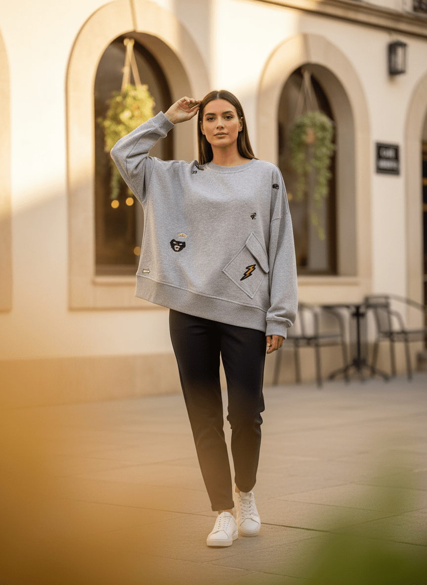 SWEAT SORRAYA GRIS CHINE - ADORE T - SHIRT