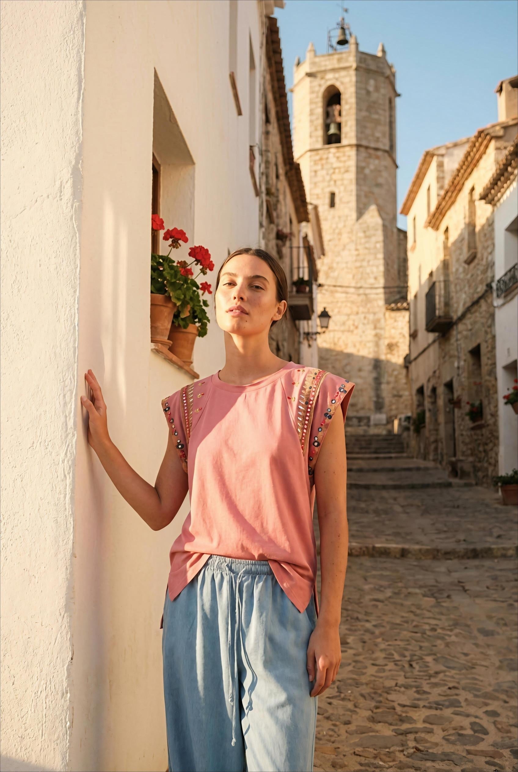 T-SHIRT MERLIN VIEUX ROSE - ADORE Top