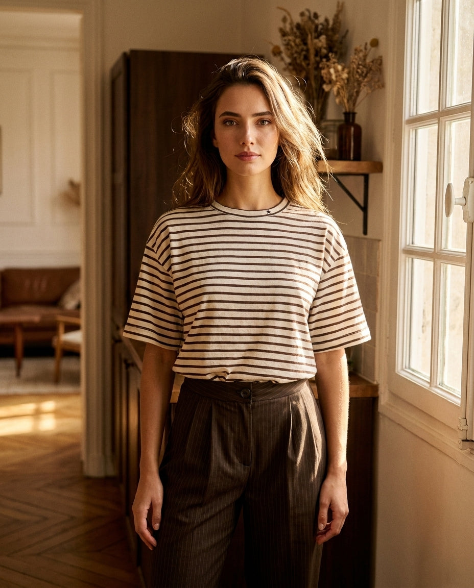 T-SHIRT TAIS ECRU/MARRON - LA PETITE ETOILE T-SHIRT