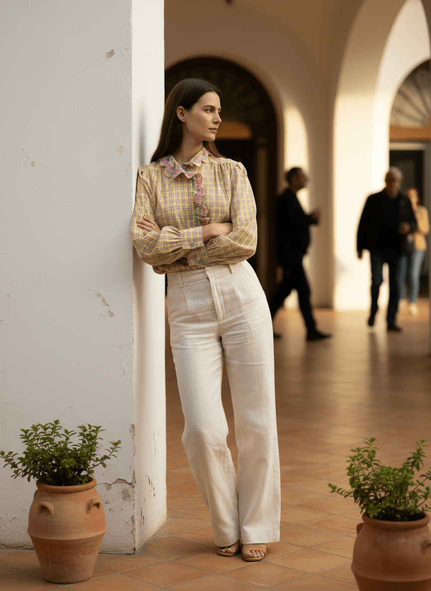 TOP ALYA CARREAUX JAUNES ET ROUGES - ADORE TOP