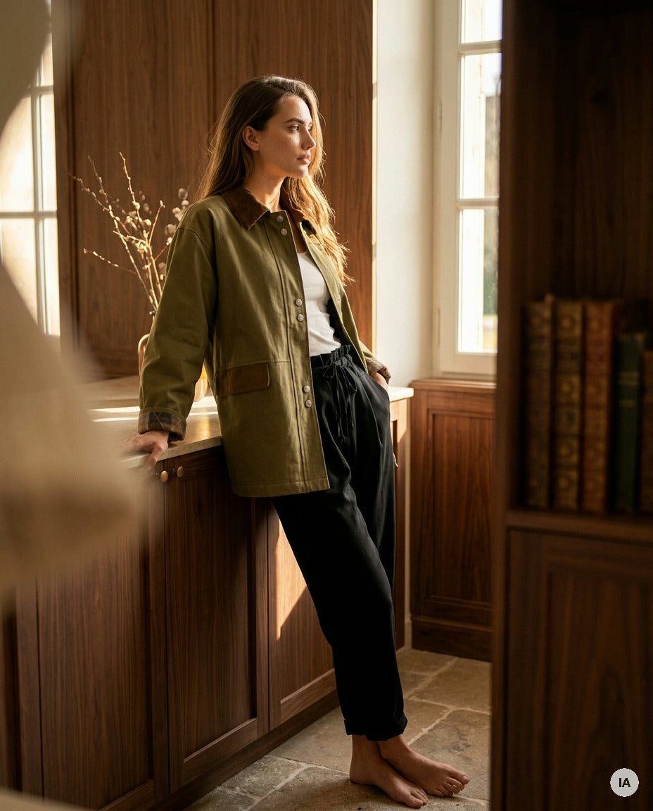 VESTE DUSTY BEIGE - ORFEO VESTE — Image générée par IA