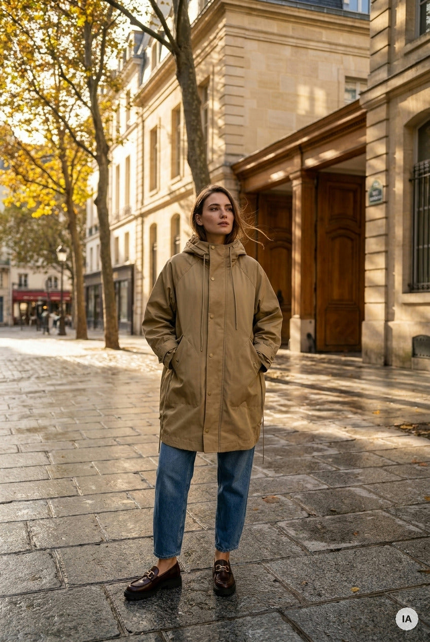 VESTE VOYAGE KAKI - MINUIT DOUZE Veste — Image générée par IA