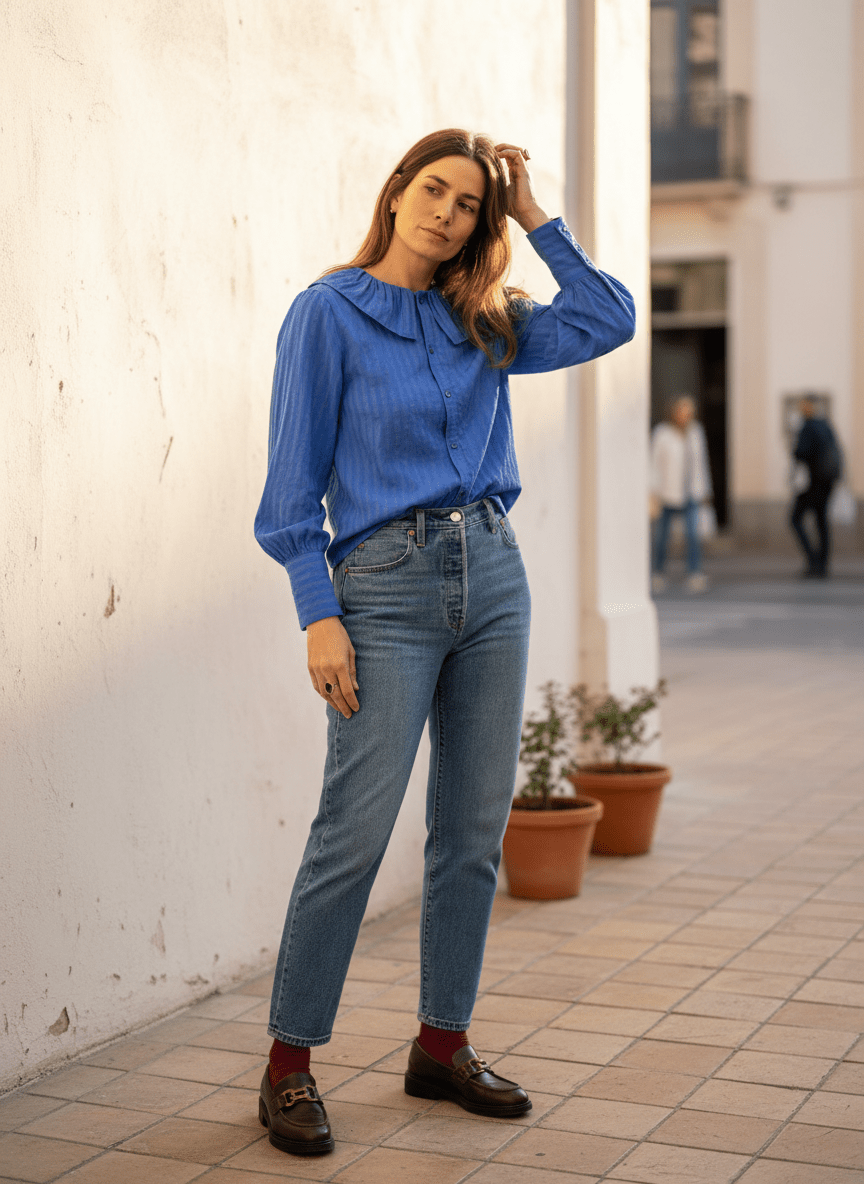 Blouse Elis BLEU - ATELIER EVENE Top