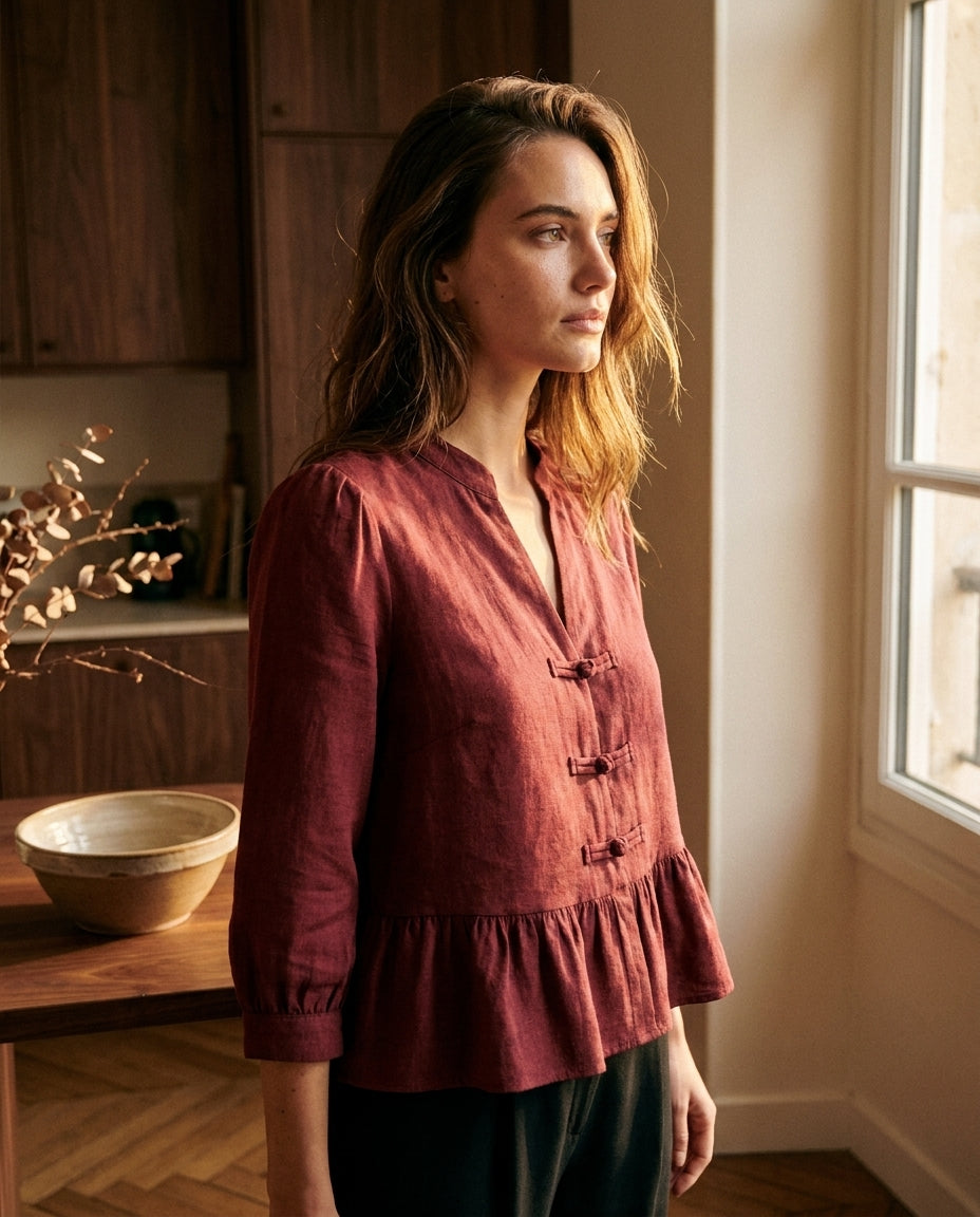BLOUSE EMILIE BORDEAUX - YCOO Top