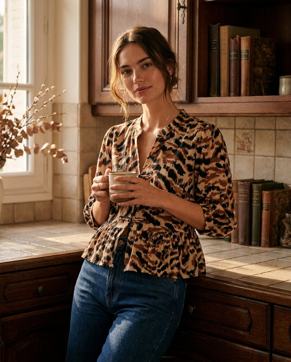 BLOUSE EMILIE CAMEL - YCOO Top