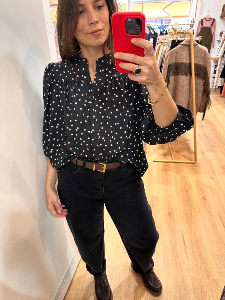 Blouse Louise NOIR POIS - RUE DES ABBESSES Top