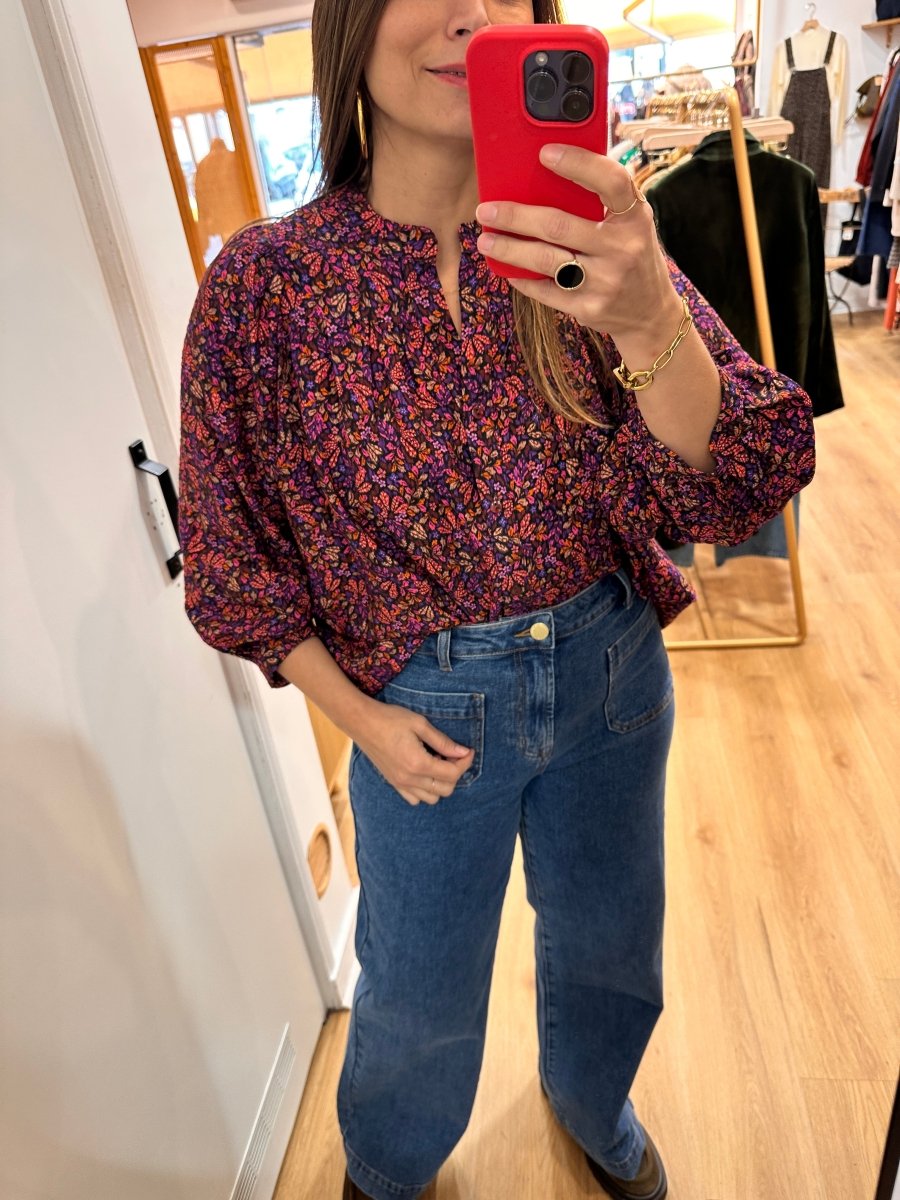Blouse Louise VIOLET FLEURI - RUE DES ABBESSES Top