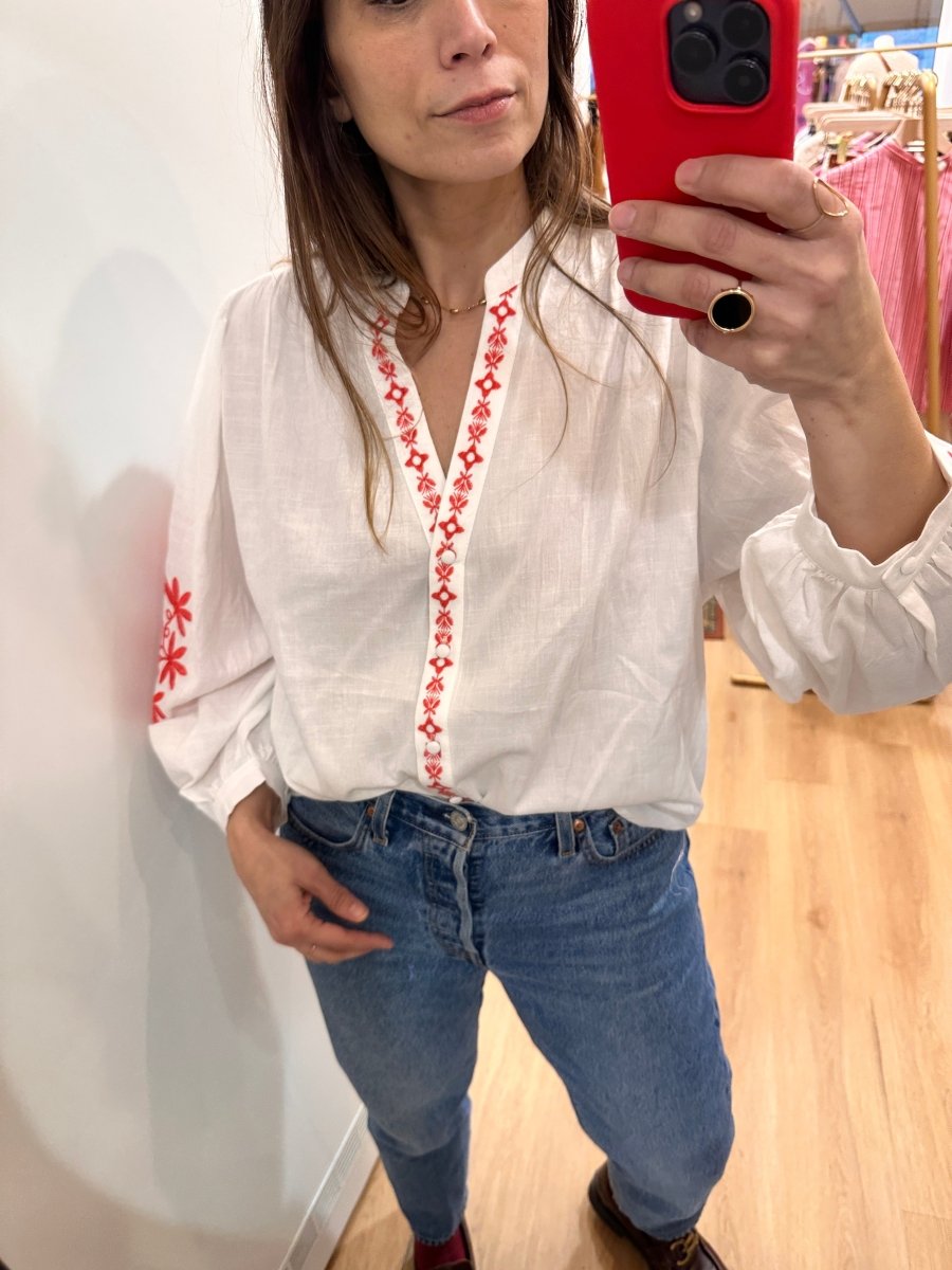 Blouse Mathilde ECRU CORAIL - YCOO Top
