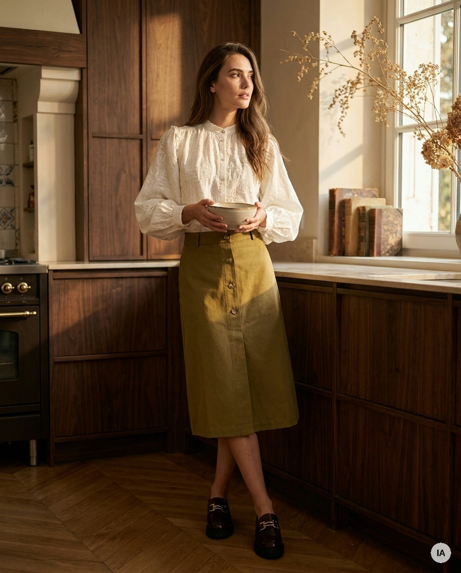 BLOUSE MUSE ECRU - MINUIT DOUZE TOP — Image générée par IA