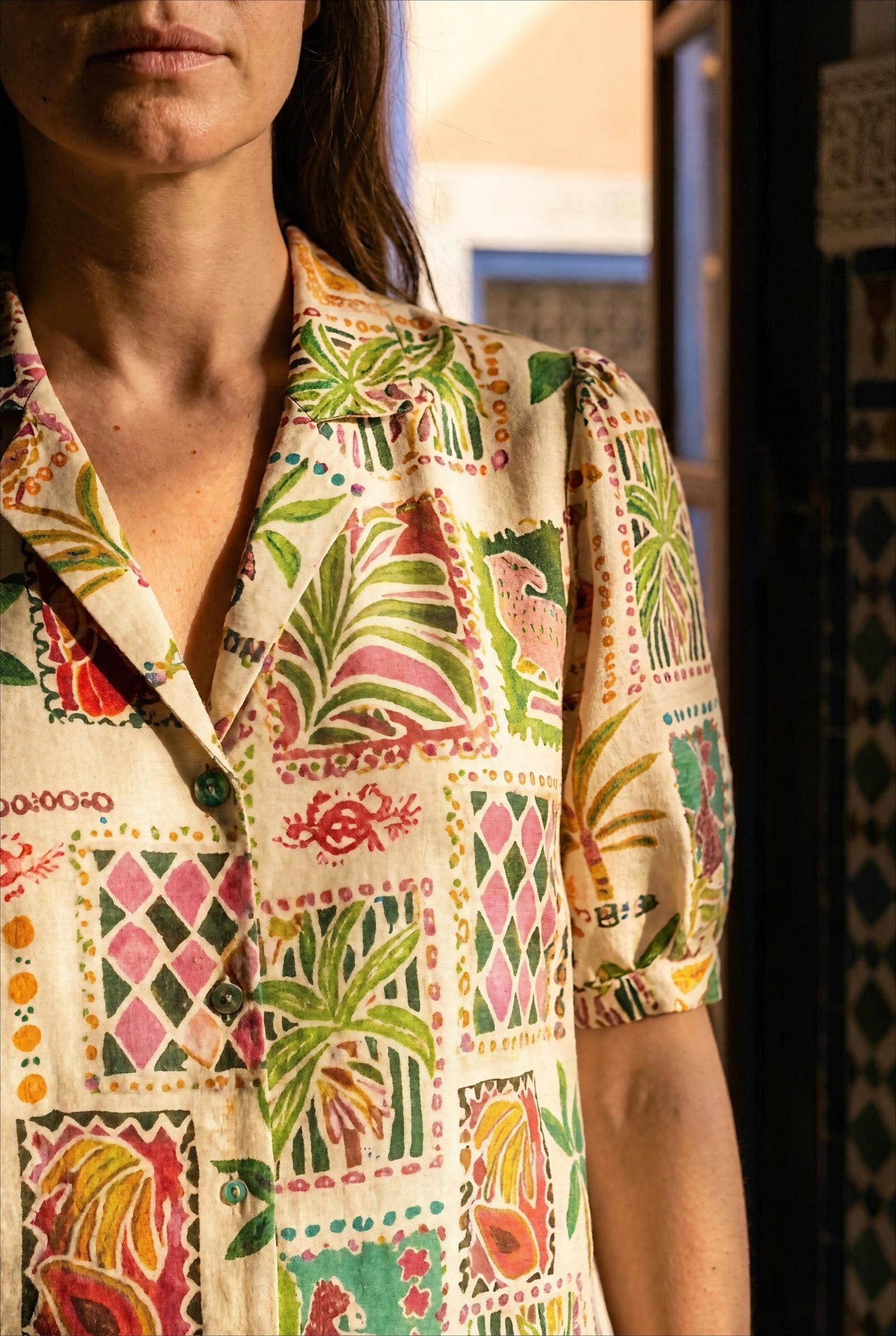 BLOUSE NATALIA IMPRIMÉ BEIGE - RUE DES ABBESSES Top