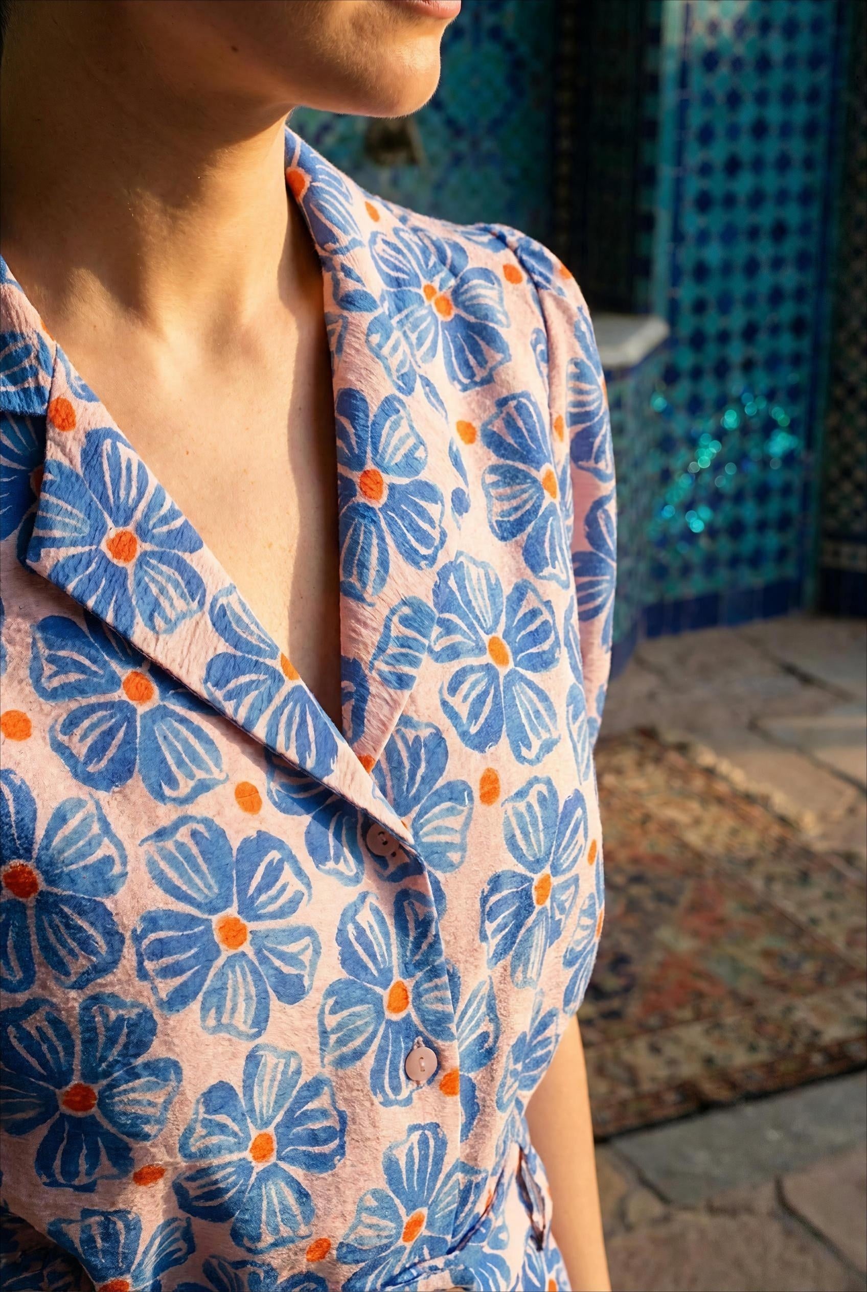 BLOUSE NATALIA IMPRIMÉ BLEU - RUE DES ABBESSES Top