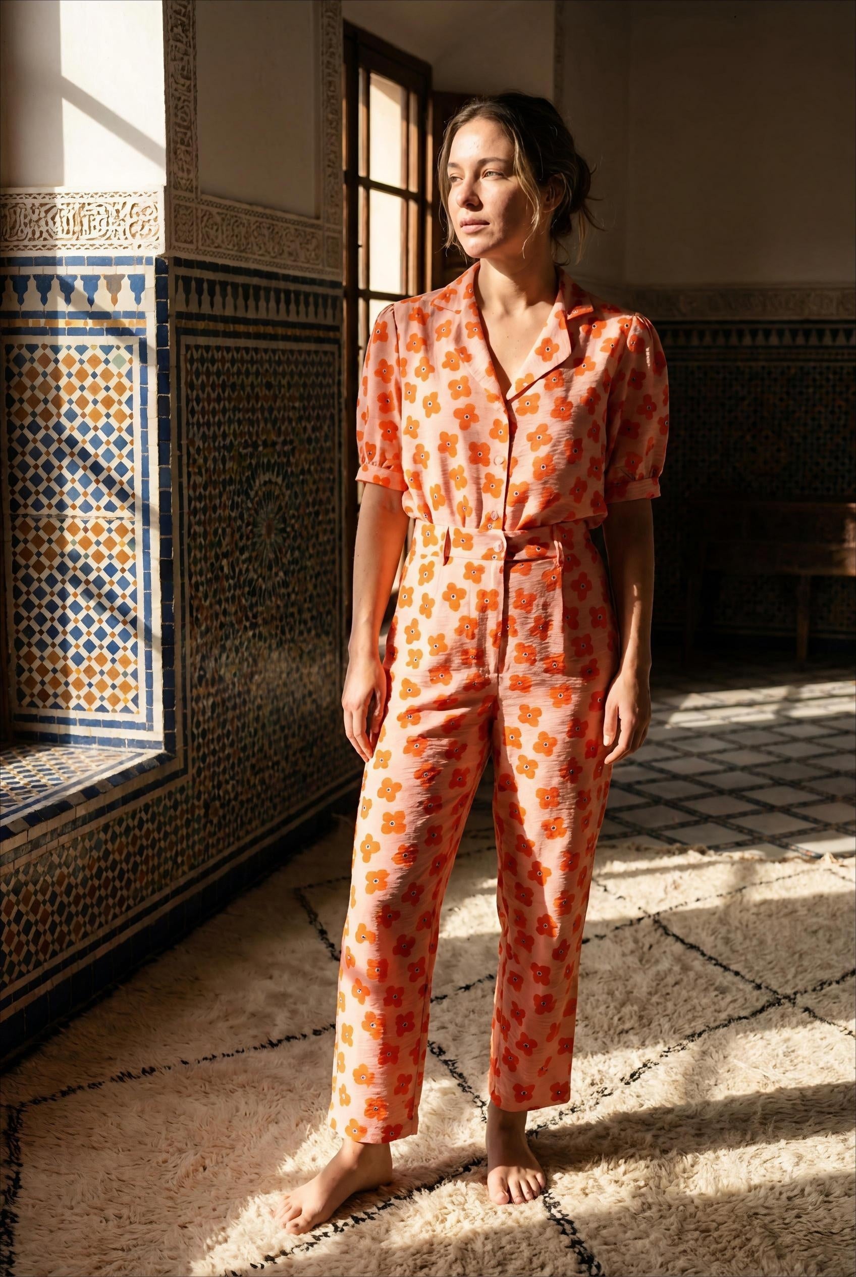 BLOUSE NATALIA IMPRIMÉ ORANGE - RUE DES ABBESSES Top