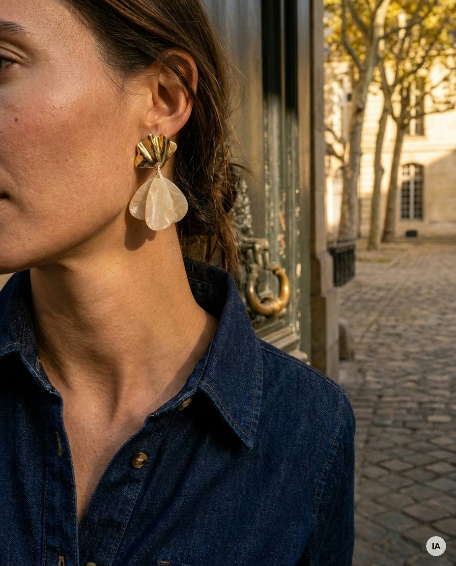 BOUCLES D'OREILLES IRIS BEIGE - BOHM Bague — Image générée par IA
