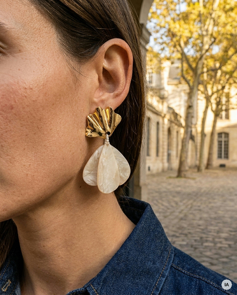 BOUCLES D'OREILLES IRIS BEIGE - BOHM Bague — Image générée par IA