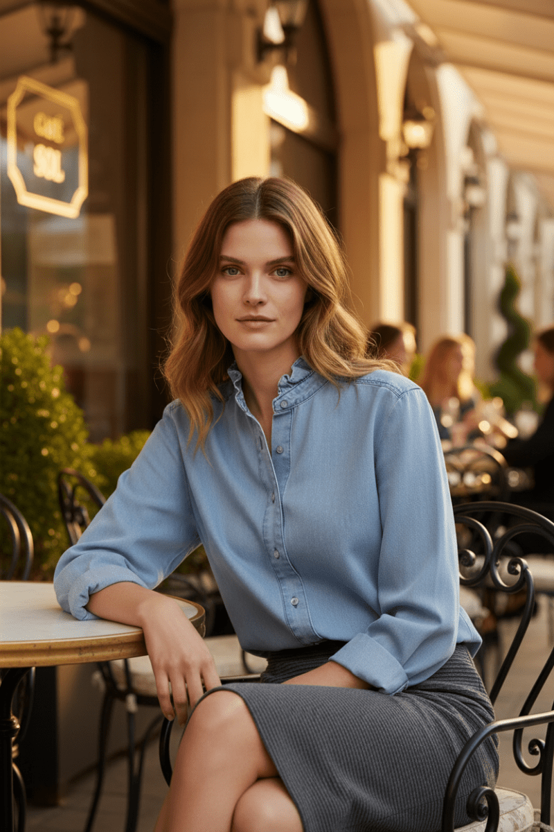 Chemise Nadine BLEU - CHARLIOR Top