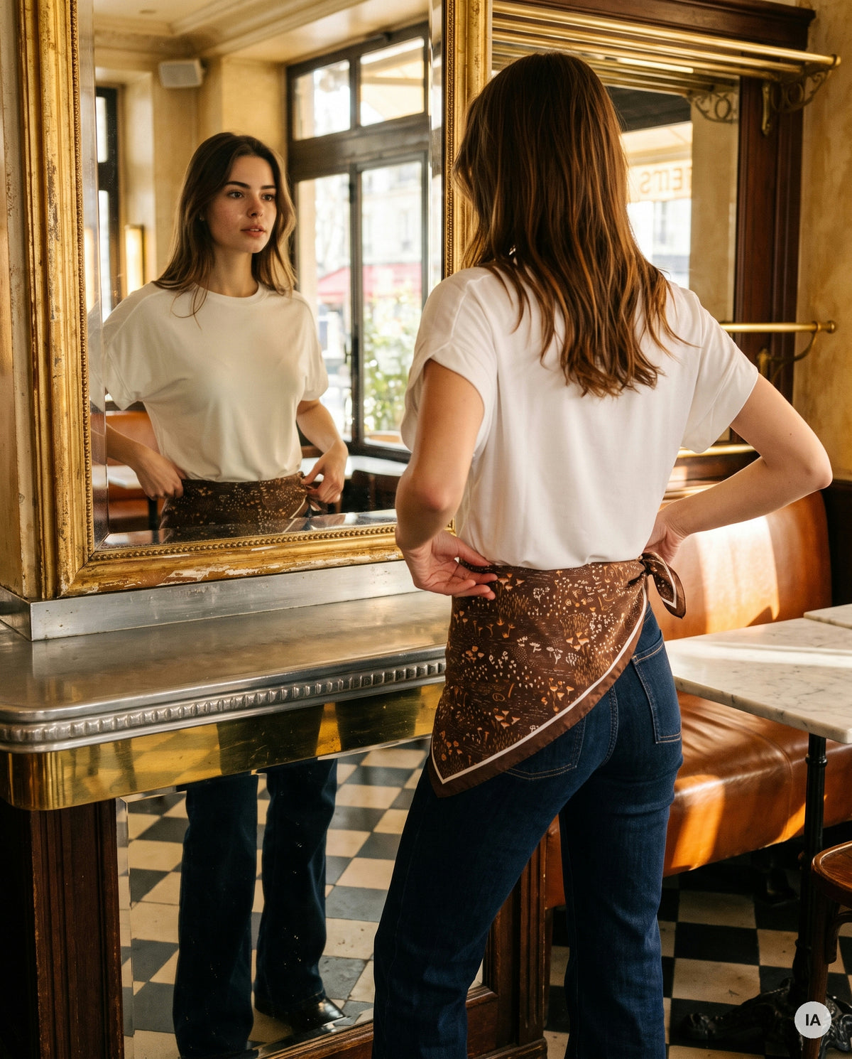 FOULARD CLARICE CHOCOLAT - YCOO Ceinture — Image générée par IA