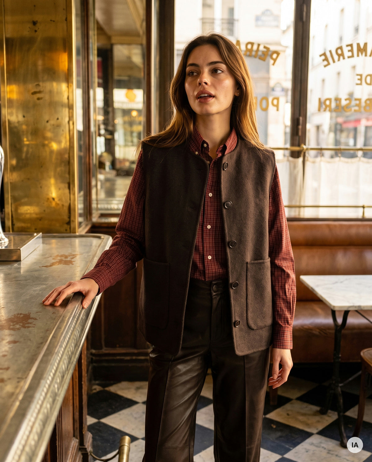 GILET BETY CHOCOLAT - OPULLENCE Gilet — Image générée par IA
