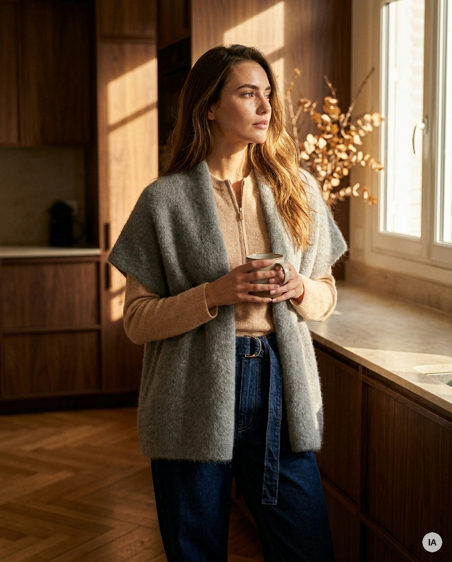 GILET CLARISSE GRIS CHINE - ORFEO Pull — Image générée par IA