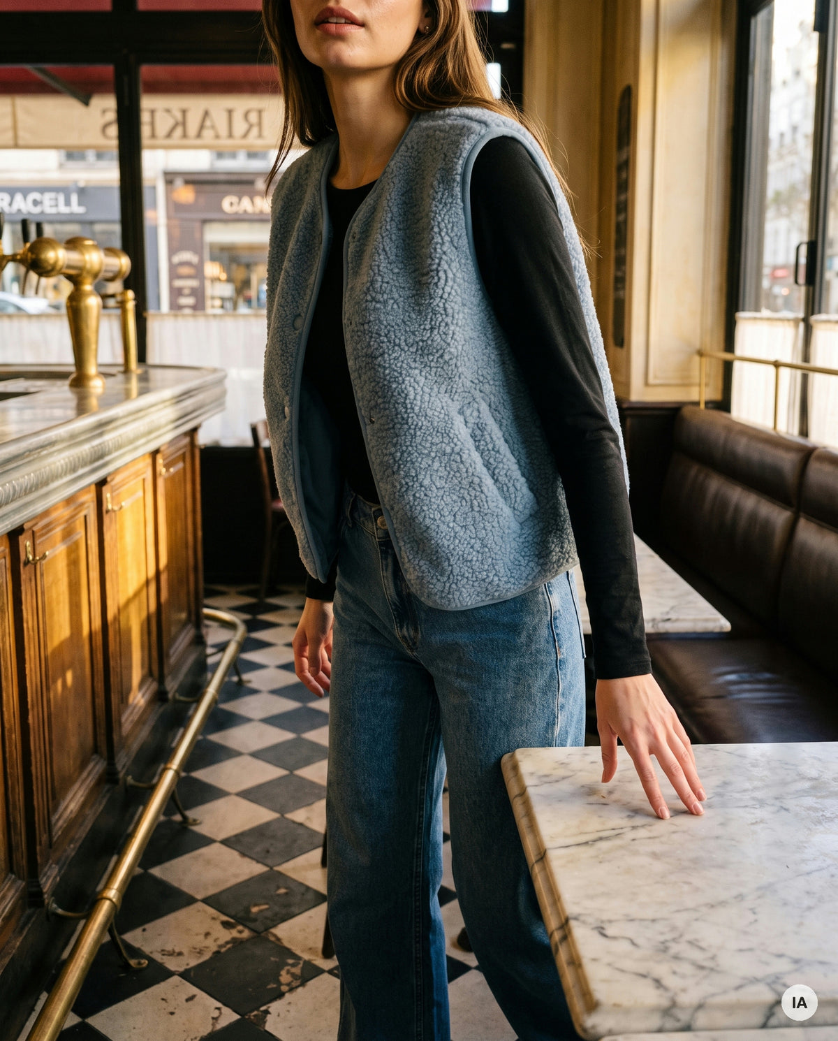 GILET SANS MANCHES PAULINE BLEU - CHARLIOR Gilet — Image générée par IA