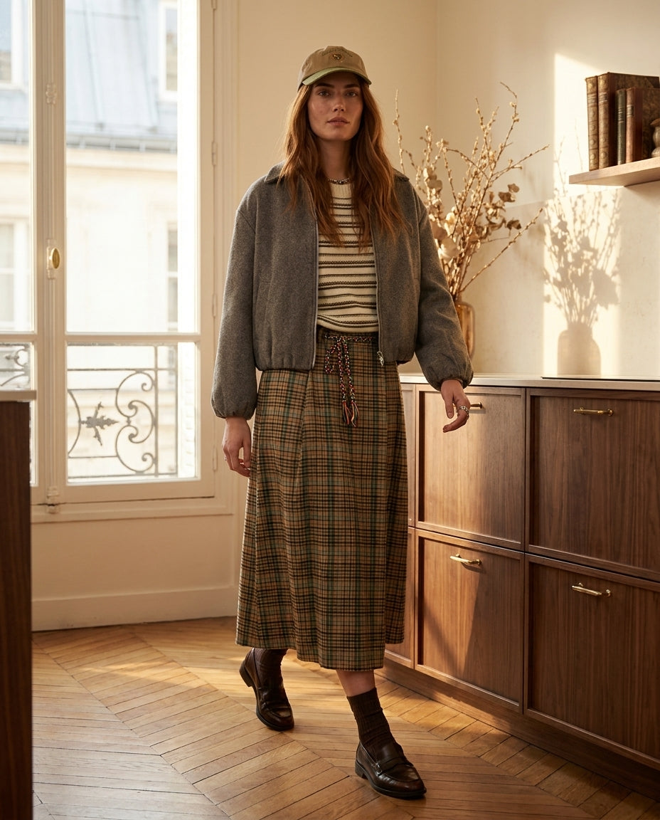 JUPE MELIA CARREAUX VERTS - MINUIT DOUZE JUPE