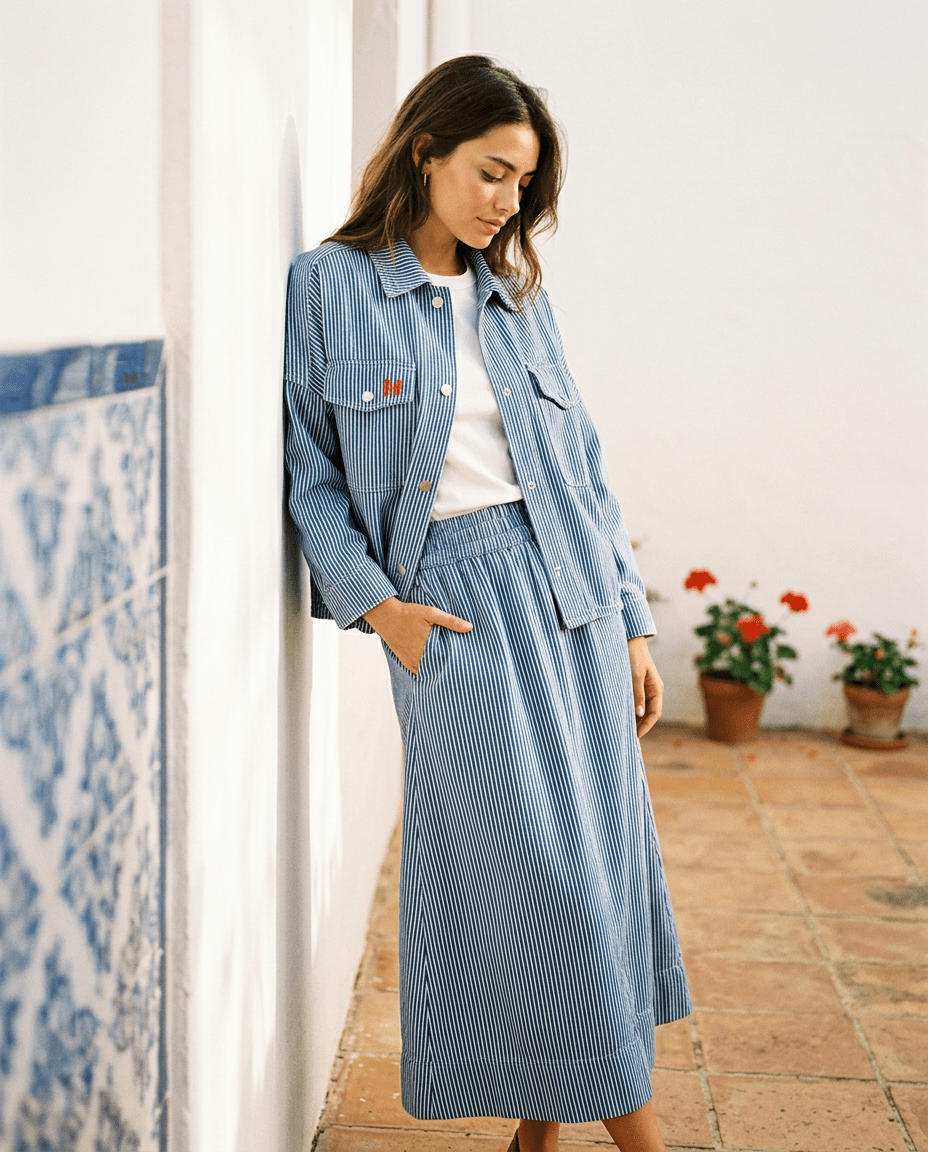 JUPE ROXY RAYURE BLEUE - RUE MAZARINE JUPE