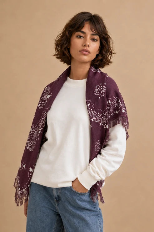Foulard Lucky – Animaux burgundy – Loëla