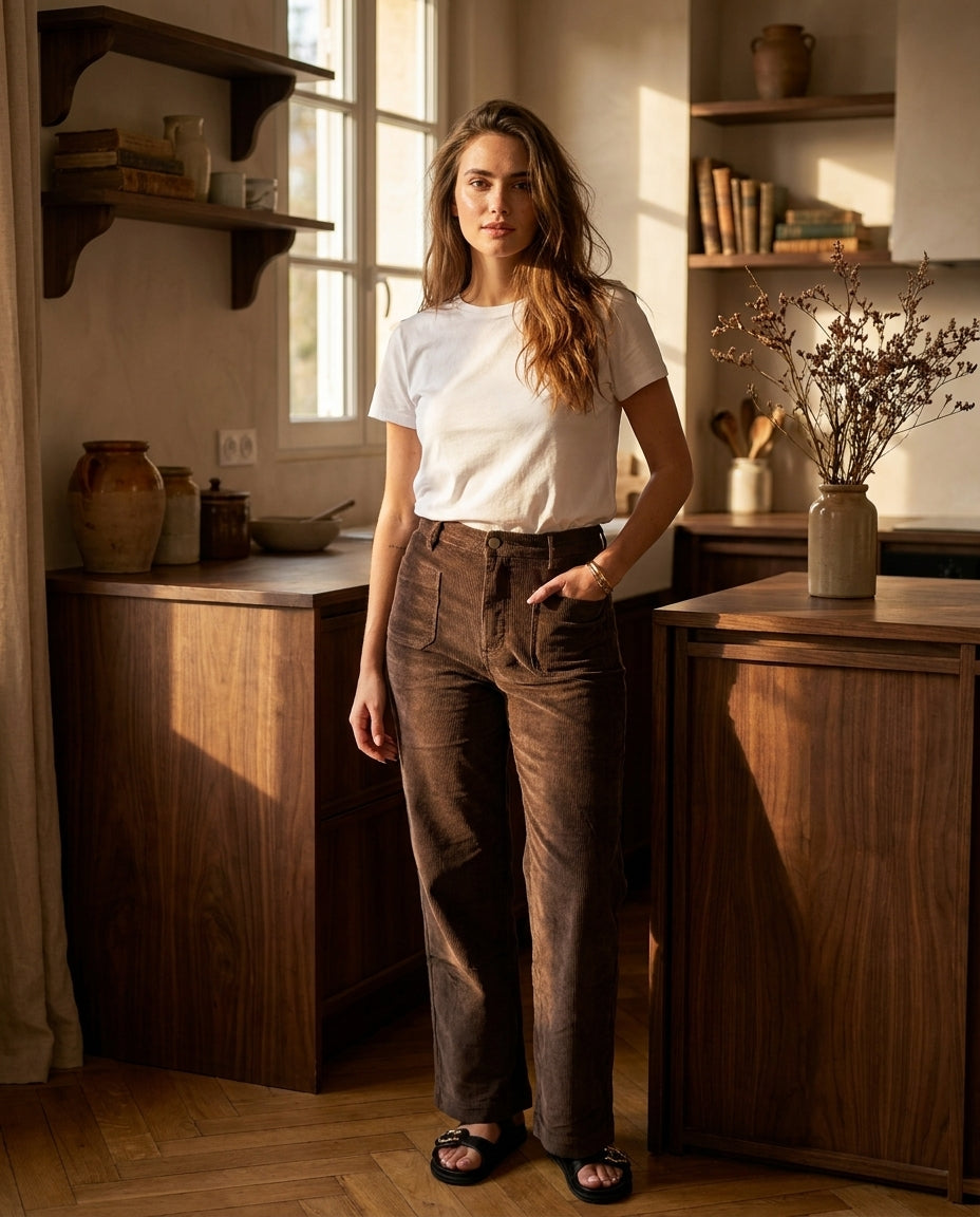 PANTALON ATLANTY MARRON - LA PETITE ETOILE PANTALON