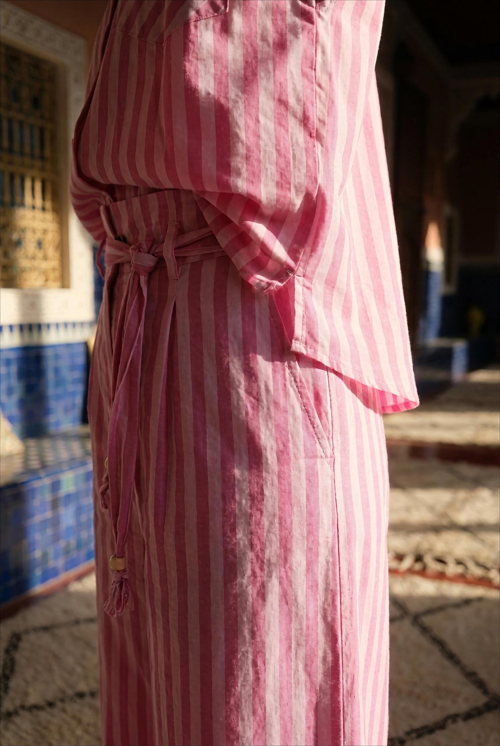 PANTALON NAMI RAYURE ROSE - ORFEO PANTALON