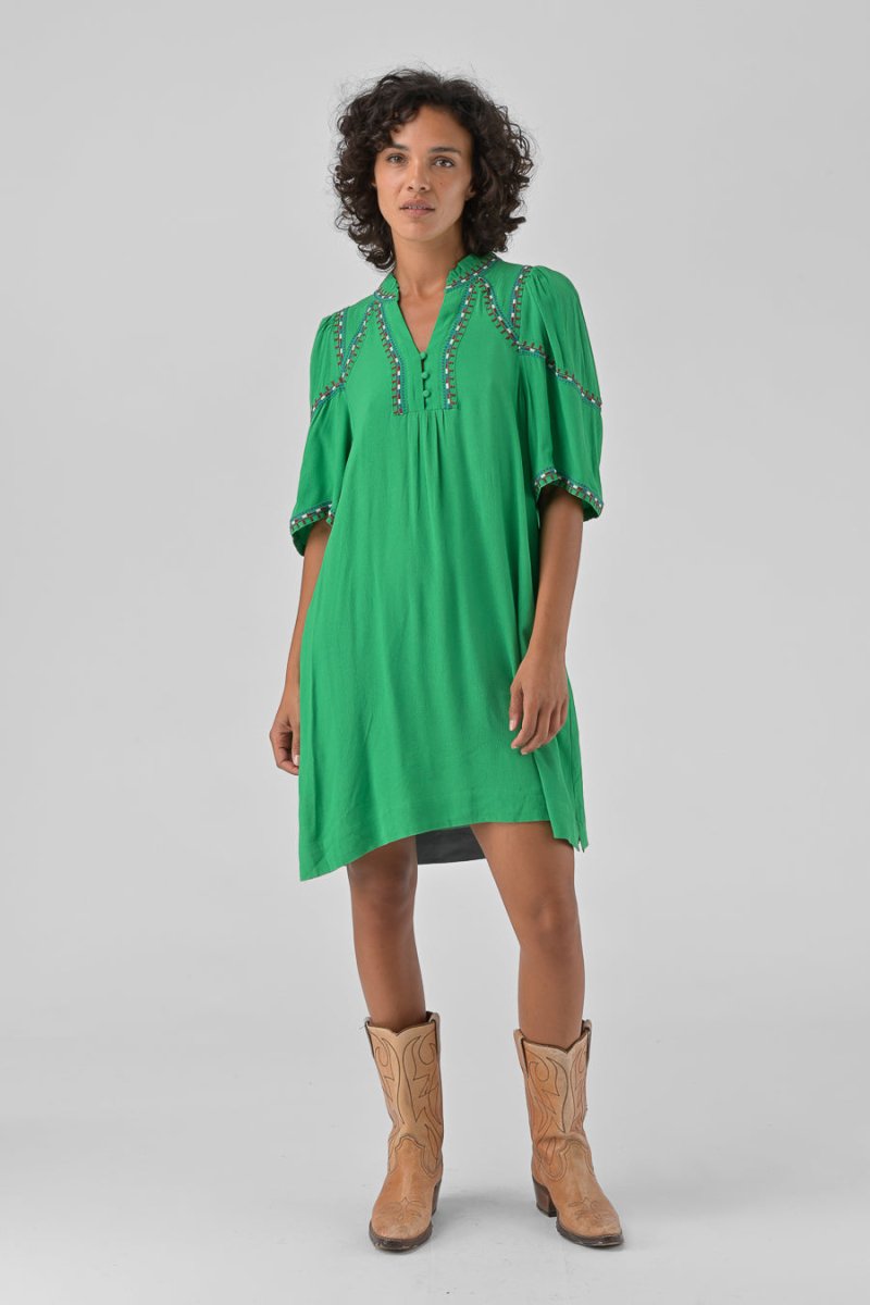 ROBE BRODEE RITA Vert - ORFEO Robe