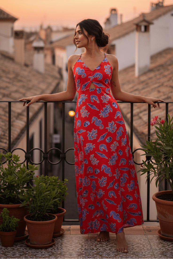 Robe ROLANA IMPRIME CALANQUE - LAUREPLUSMAX Robe