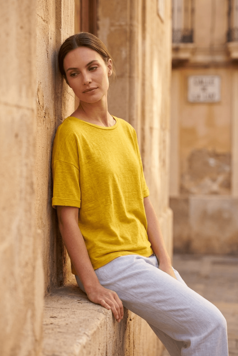 T - SHIRT FLORA OCRE - RUE MAZARINE TOP