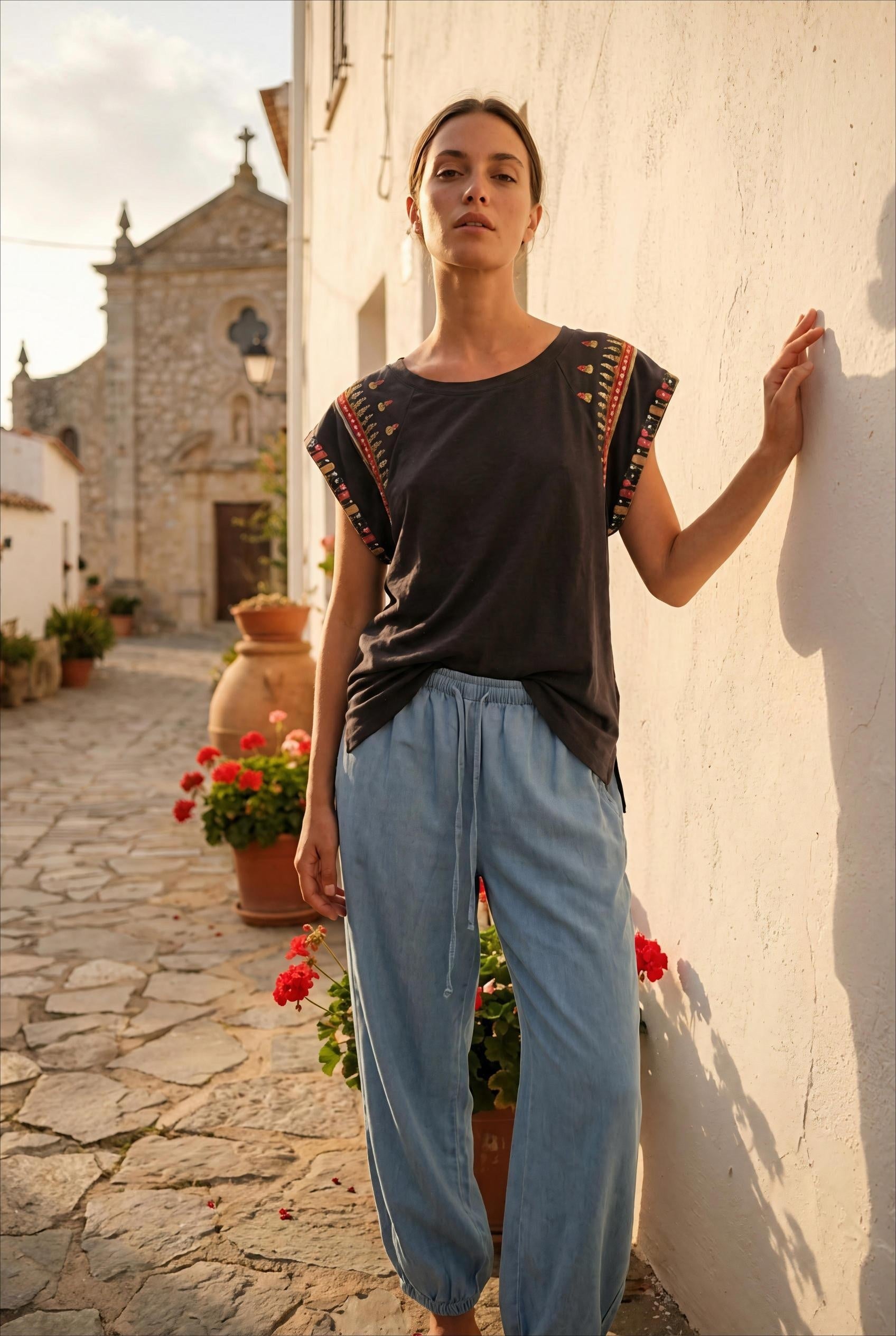 T-SHIRT MERLIN ANTHRACITE - ADORE Top