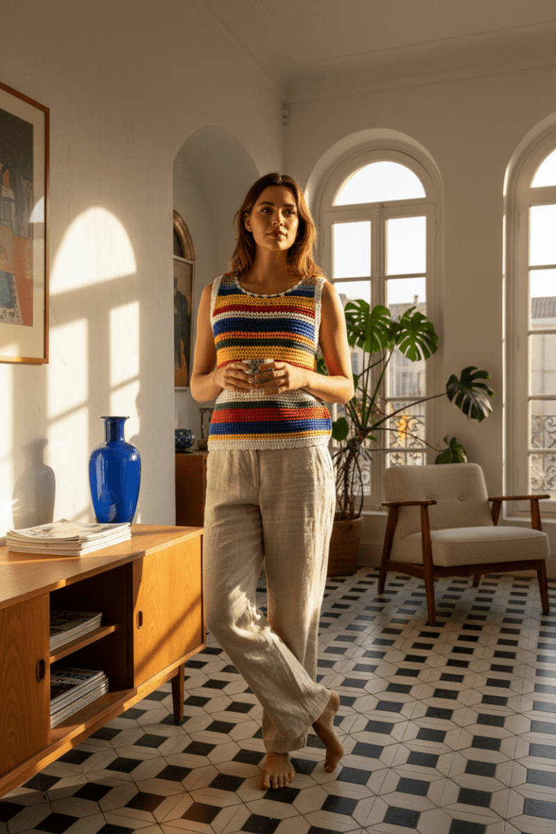 Top Maille MONTEVIDEO CROCHET RAINBOW - LAUREPLUSMAX Maille