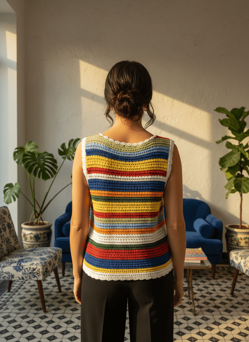 Top Maille MONTEVIDEO CROCHET RAINBOW - LAUREPLUSMAX Maille