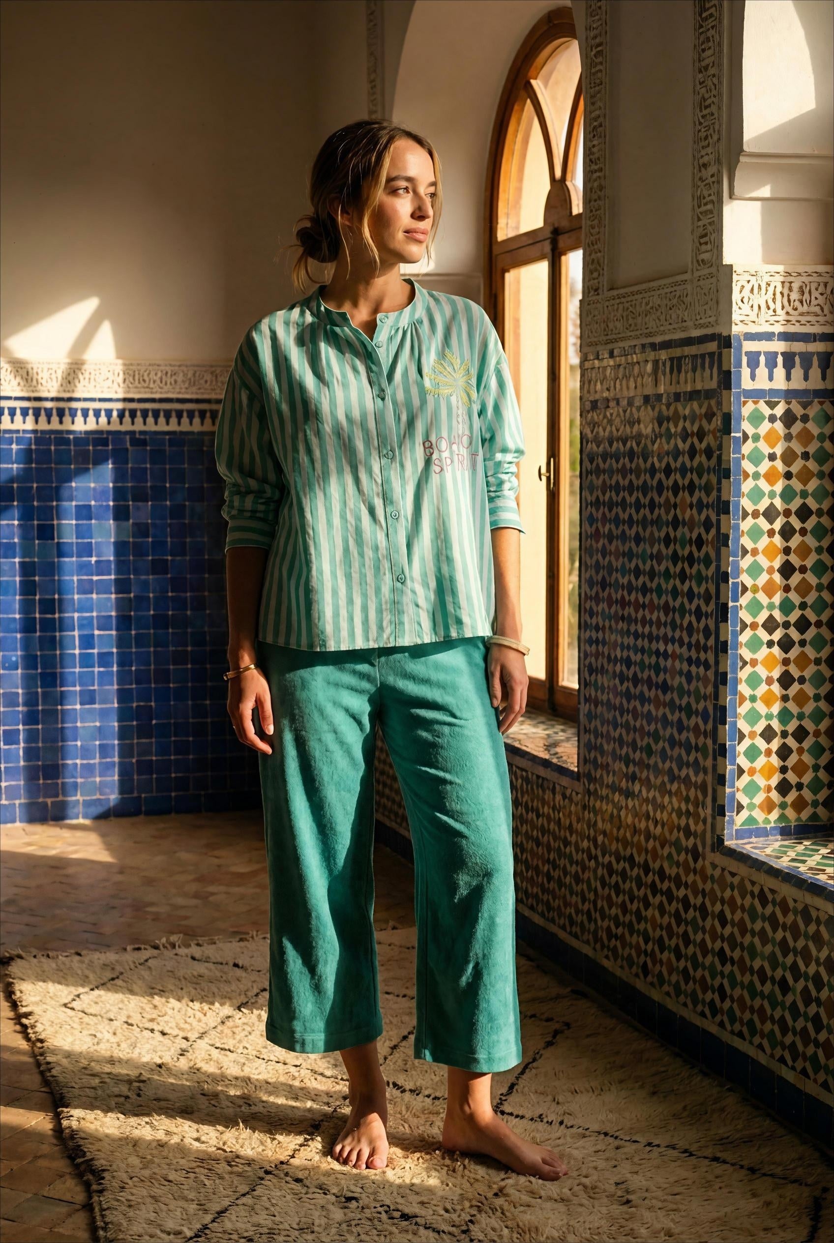 TOP SIMONE RAYURES TURQUOISES - ORFEO TOP