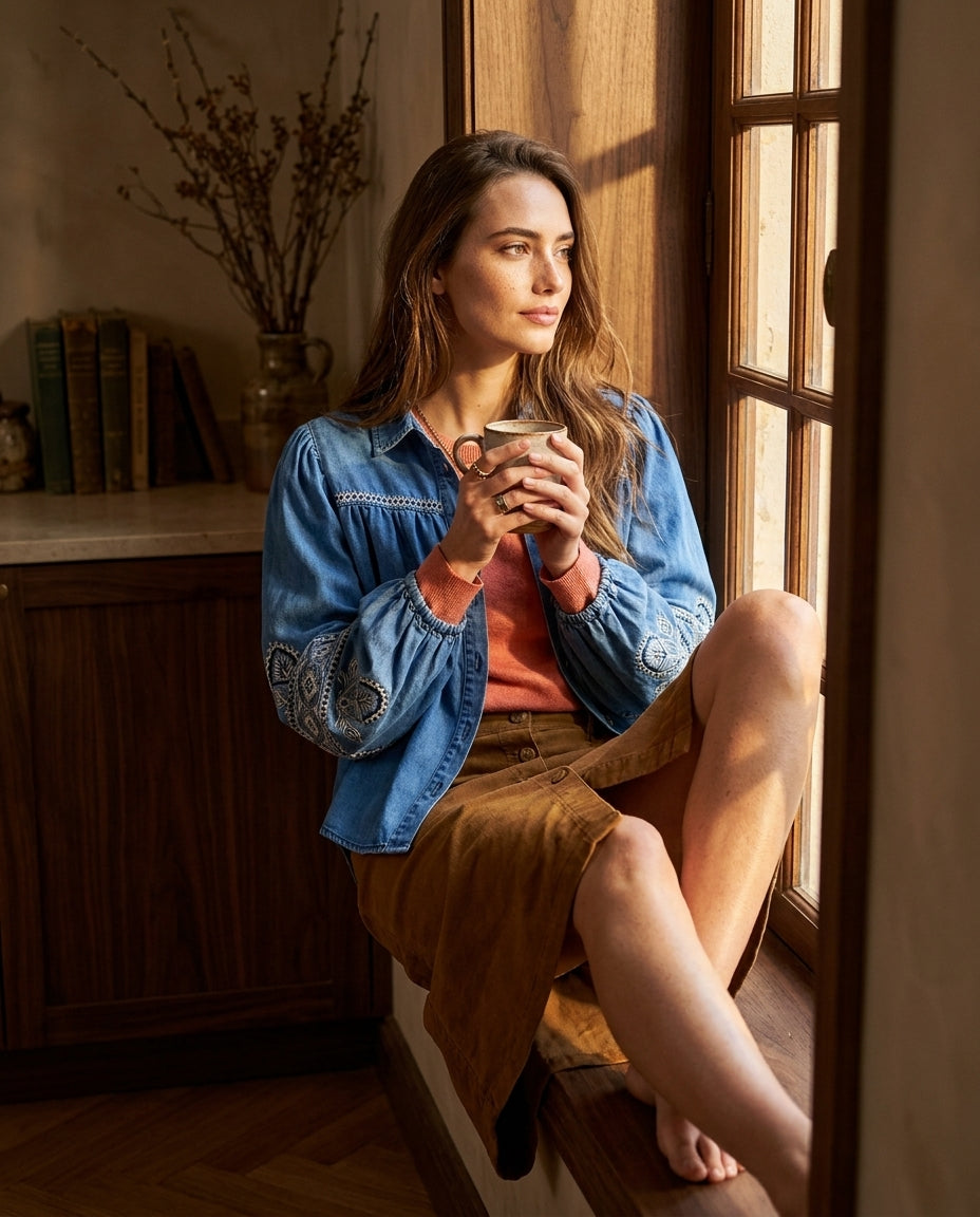 TOP YAFFA DENIM BLEU - MINUIT DOUZE TOP