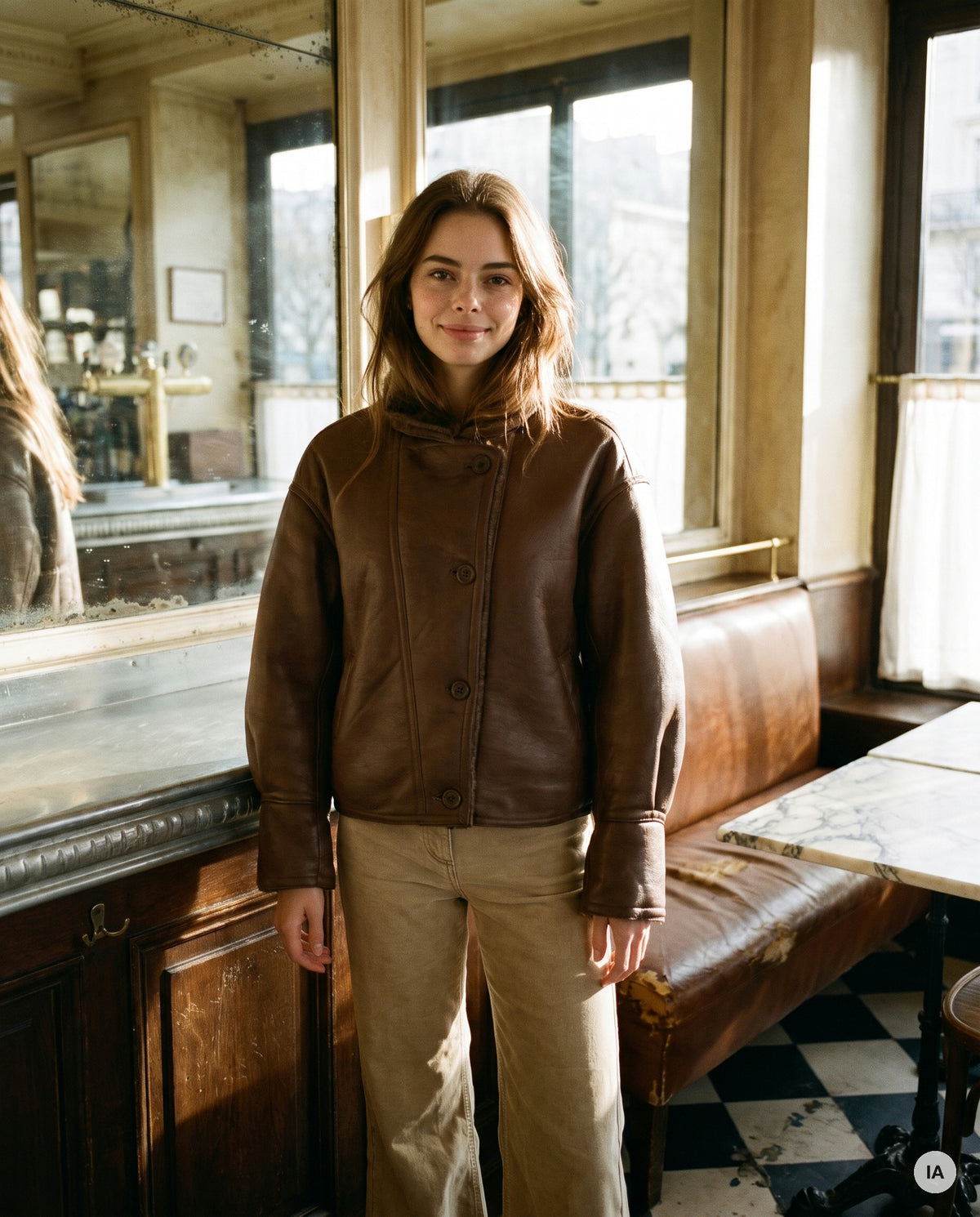 VESTE COL FAUSSE FOURRURE MAEGAN CAMEL - ORFEO Veste — Image générée par IA