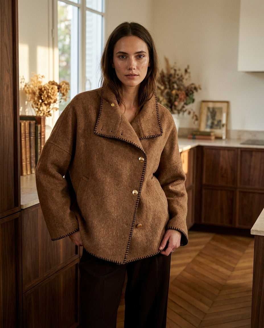 VESTE PLAID EN LAINE TOTEM - MINUIT DOUZE VESTE