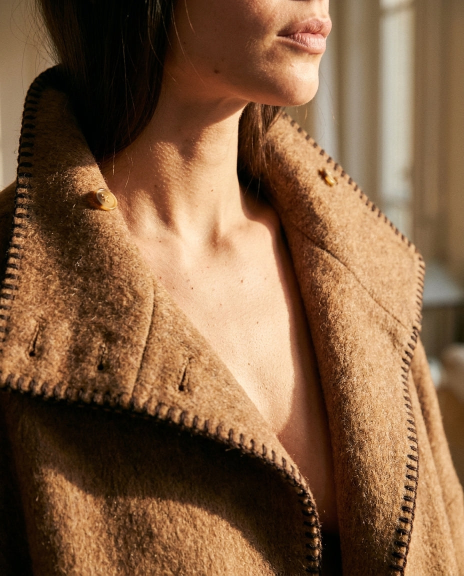 VESTE PLAID EN LAINE TOTEM - MINUIT DOUZE VESTE